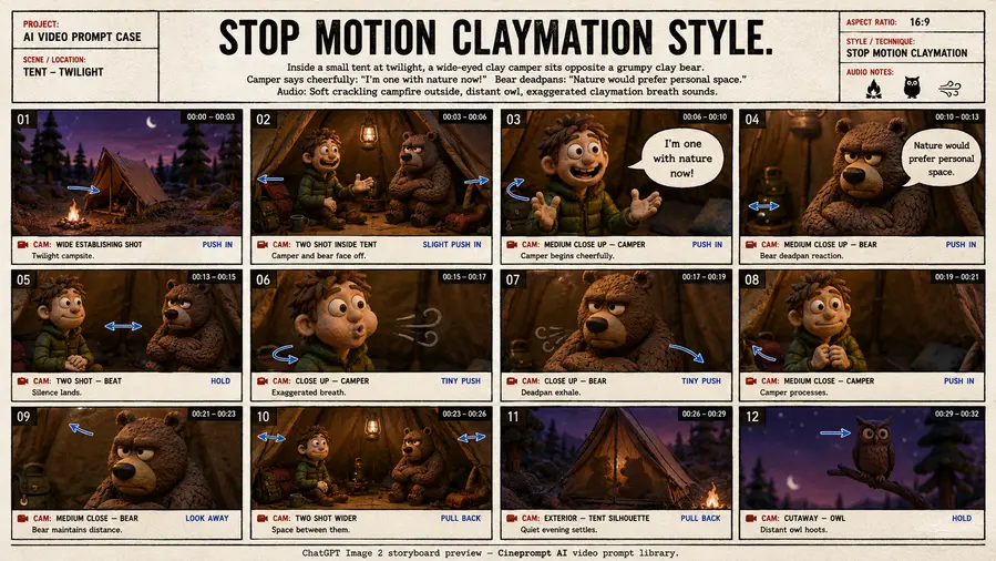 Stop motion claymation style.