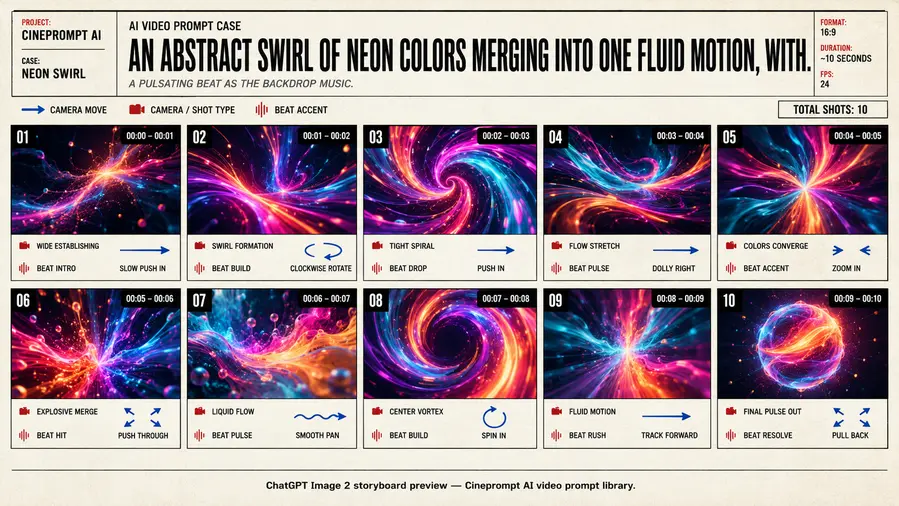 An abstract swirl of neon colors merging into one fluid motion, with.