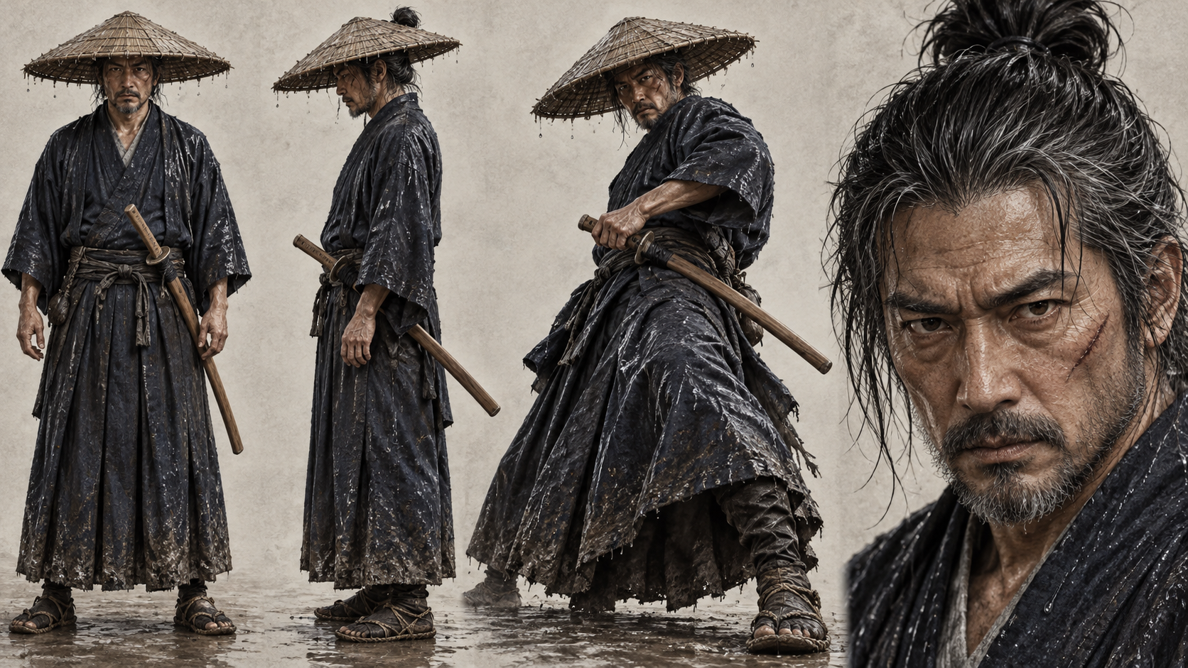Samurai Katana Duel in Rain · 30s