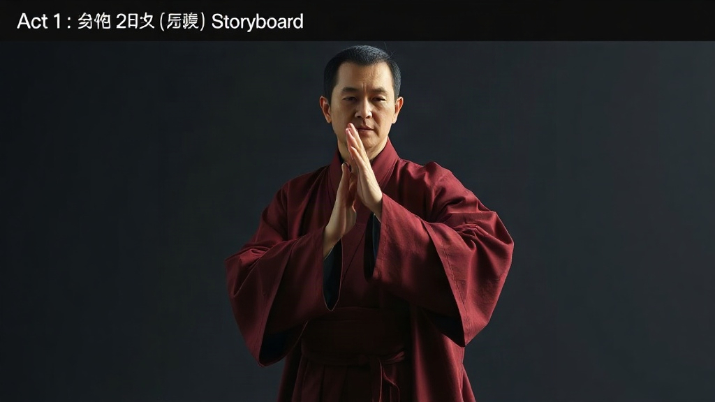 An Eastern Wuxia-Style Duel Between A Grandmaster - Shot 01 Storyboard Grid